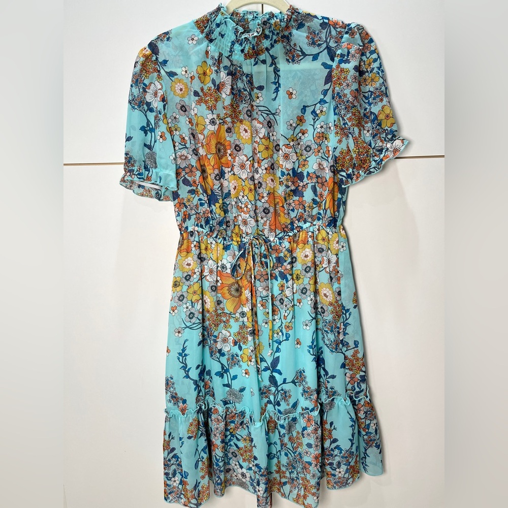 Floral Print Dress with Elastic Waist